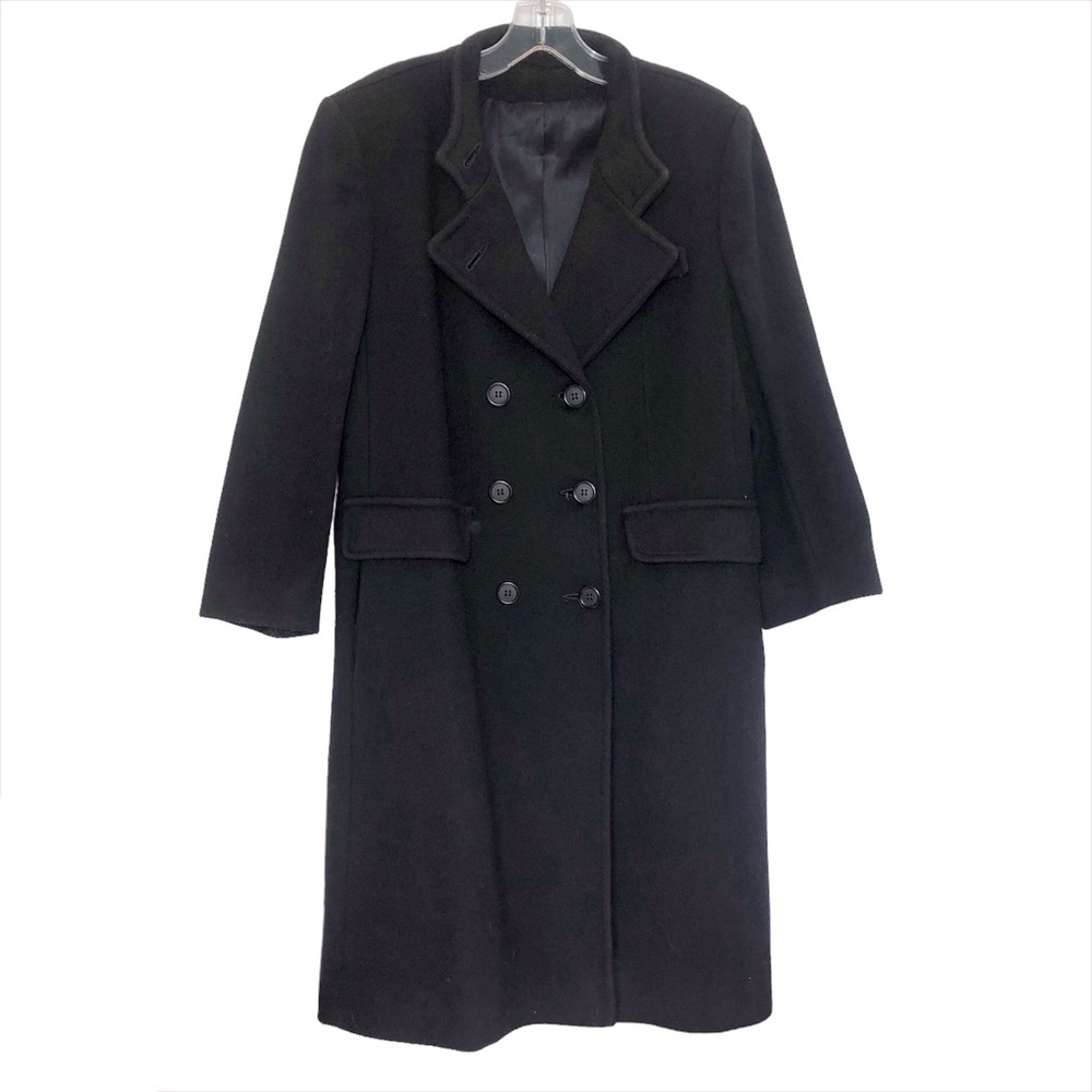 Vintage Jules Miller long wool double breasted coat black warm petite 10
